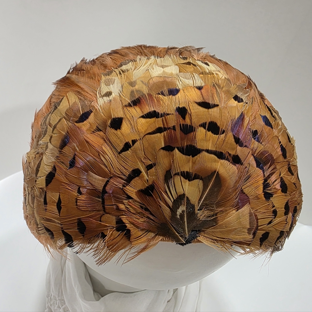 Vintage Feathered Pheasant Hat By Lucila Mendez New York Excellent Condition